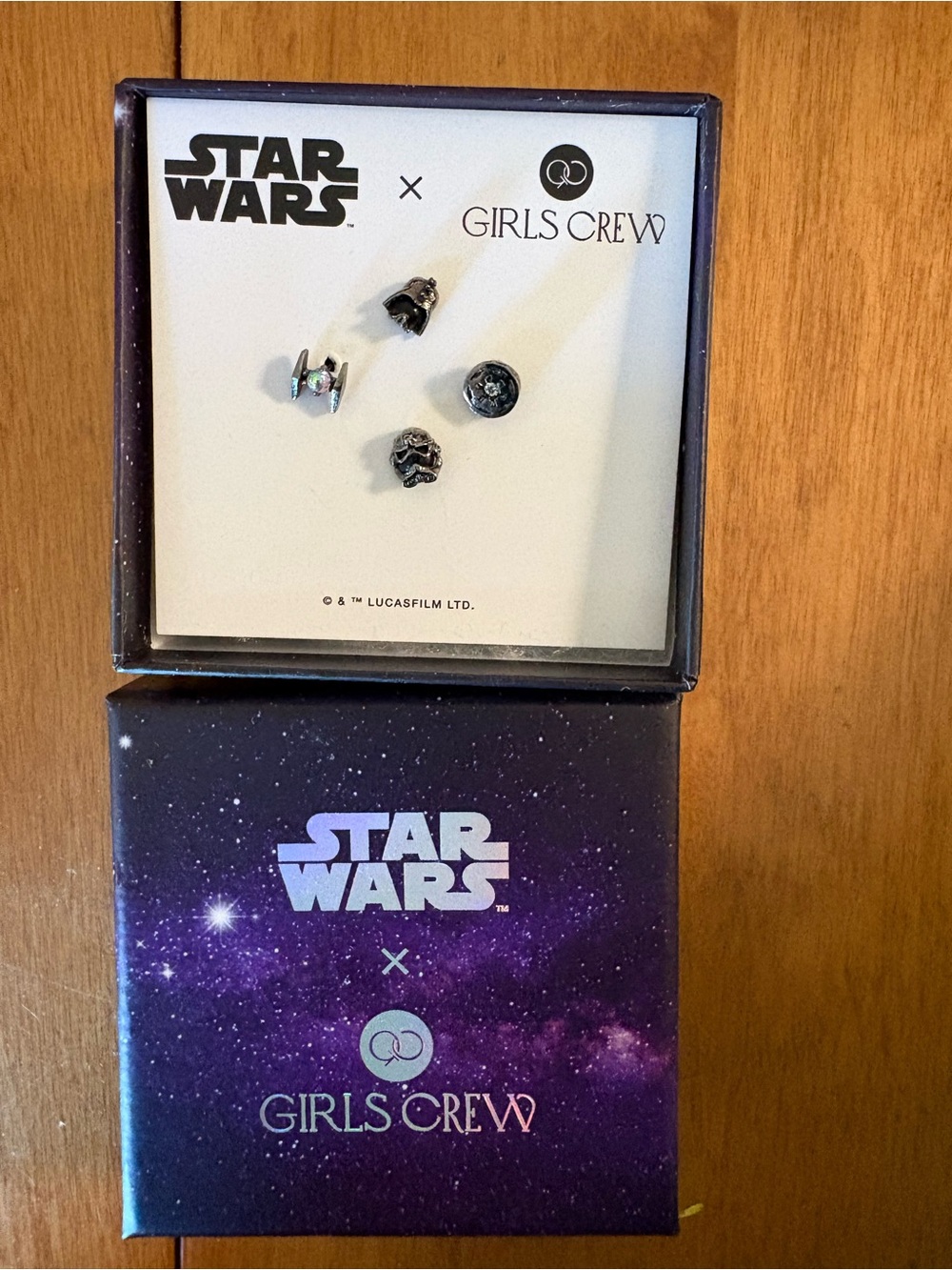 Girl crew Star wars Black Silver Stud Earring Set